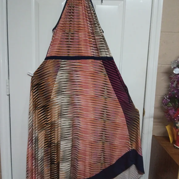 🦄 Elegant Multicolor Sleeveless Dress Size Large 24" And Stretchy - Picture 8 of 15